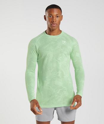 Long Sleeve Męskie Gymshark Geo Seamless Zielone Zielone | PL 3639DFM